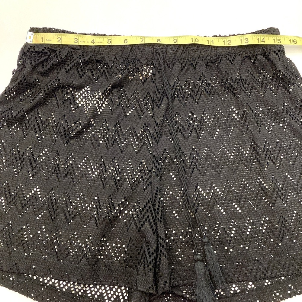 Palm Rio Beach Coverup Shorts Black Lace 4.5" Inseam Womens Medium Chevron NEW‎ - Picture 6 of 8